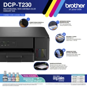 Impresora 3 en 1 de inyección de tinta a color DCP-T230