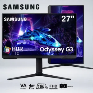 MONITOR SAMSUNG 27 PULGADAS ODYSSEY G3 (LS27DG300ELXPE) GAMING 180HZ, FHD, 1MS, FREESYNC, 1 HDMI, 1 DP, 1 USB