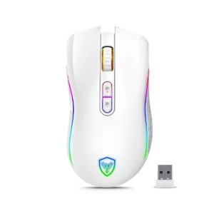 Mouse Gamer Kripton 3 GM801W-3M Inalámbrico Bluetooth 2.4GHz Recargable RGB 4800 DPI Blanco